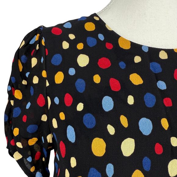 Reformation Violette Fiesta Mini Dress Polka Dot Colorful Fit & Flare Size 12 - Picture 6 of 9